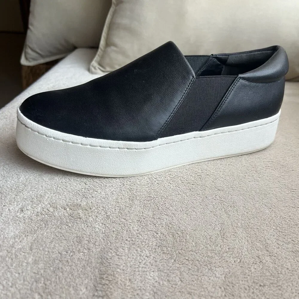Vince Warren Black Leather Women's Platform Sneakers - Picture 1 of 16